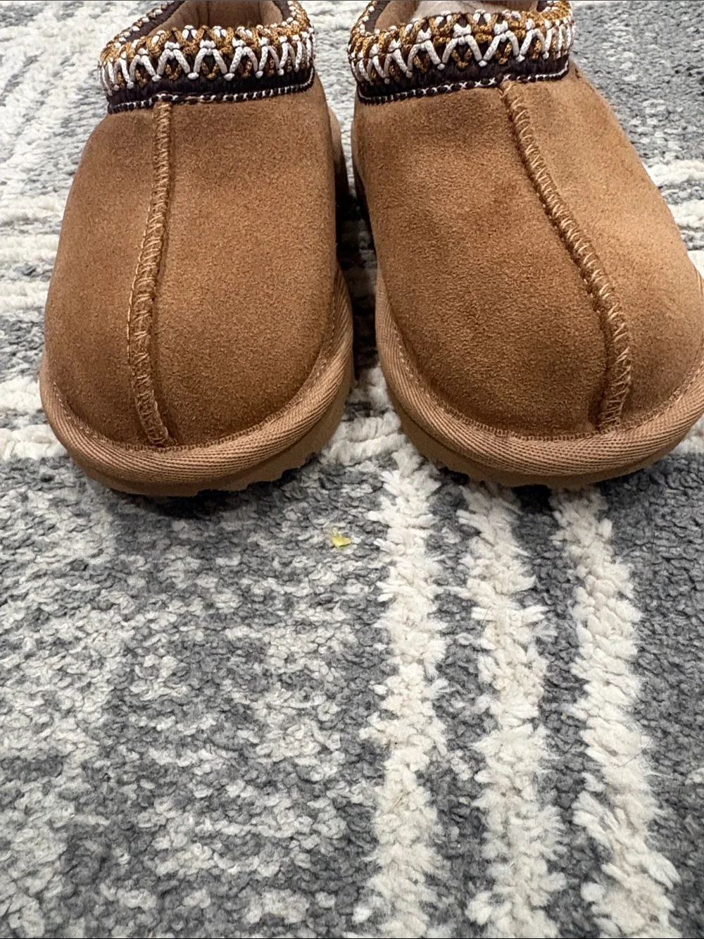 UGG Chestnut Embroidered Shearling Slip-On Clogs